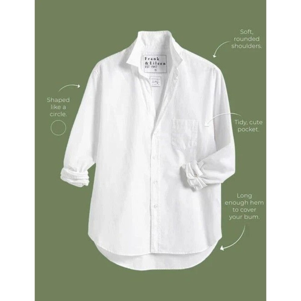 Frank & Eileen "Eileen" Button-Up Sz M White Cotton Classic Minimalist Preppy